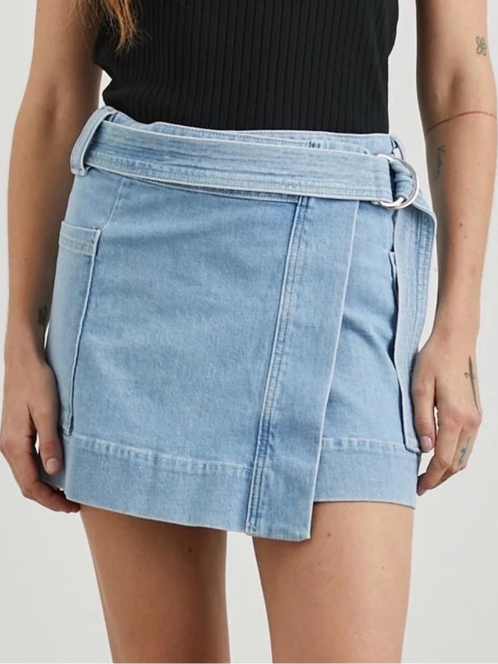 Blue Mist Wash Deanna Denim Skirt with Belt